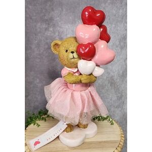 Bella Lux Valentine Teddy Bear Girl Balloon Bouquet Pink Dress Red Hearts 12"